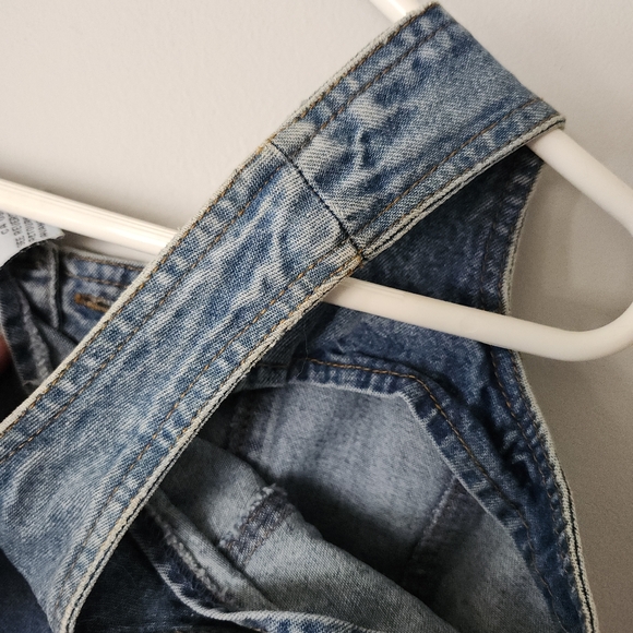 VINTAGE SQUEEZE JEANS FITTED BUTTON UP FITTED DENIM HALTER/TAN TOP WMS SZ 12 NWT - Picture 9 of 13